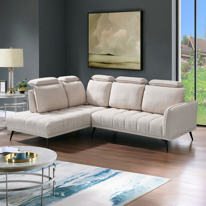 371-000026 Right corner sofa Serkas beige fabric 268x100x105cm - Слика 1