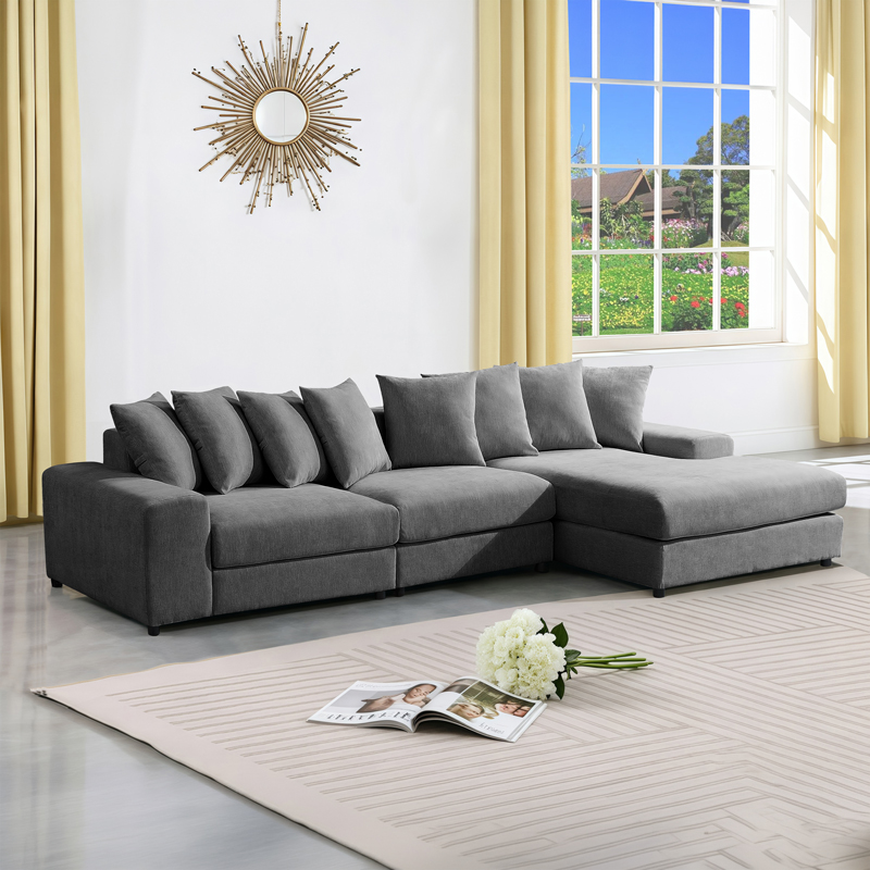 371-000029 Left corner sofa Gerando anthracite fabric 336x179x83cm - Слика 1