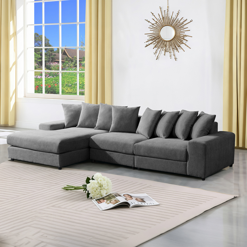 371-000030 Right corner sofa Gerando anthracite fabric 336x179x83cm - Image 1