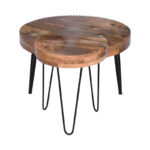 Set of 2 pieces coffee tables Lemia mango wood in natural color and black metal leg - Image 4