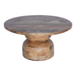 Table Zoulen natural color walnut mango wood Φ80x40cm - Image 2
