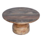 Table Zoulen natural color walnut mango wood Φ80x40cm - Image 3
