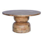 Table Zoulen natural color walnut mango wood Φ80x40cm - Image 4
