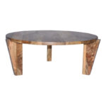 Coffee table Japandi natural color mango wood Φ90x35cm - Image 3