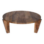 Coffee table Japandi natural color mango wood Φ90x35cm - Image 4