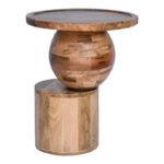 Side table Senby walnut color mango wood Φ40x50cm - Image 2