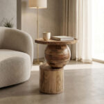 Side table Senby walnut color mango wood Φ40x50cm