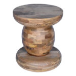 Side table Zanze walnut color mango wood Φ40x50cm - Image 2