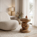 Side table Zanze walnut color mango wood Φ40x50cm