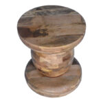 Side table Zanze walnut color mango wood Φ40x50cm - Image 3