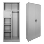 Zogi metal wardrobe with partition in light gray 70x40x180cm
