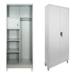 Zogi metal wardrobe with partition in light gray 70x40x190cm