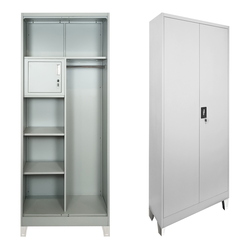 378-000024 Zogi metal wardrobe with partition in light gray 70x40x190cm - Слика 1