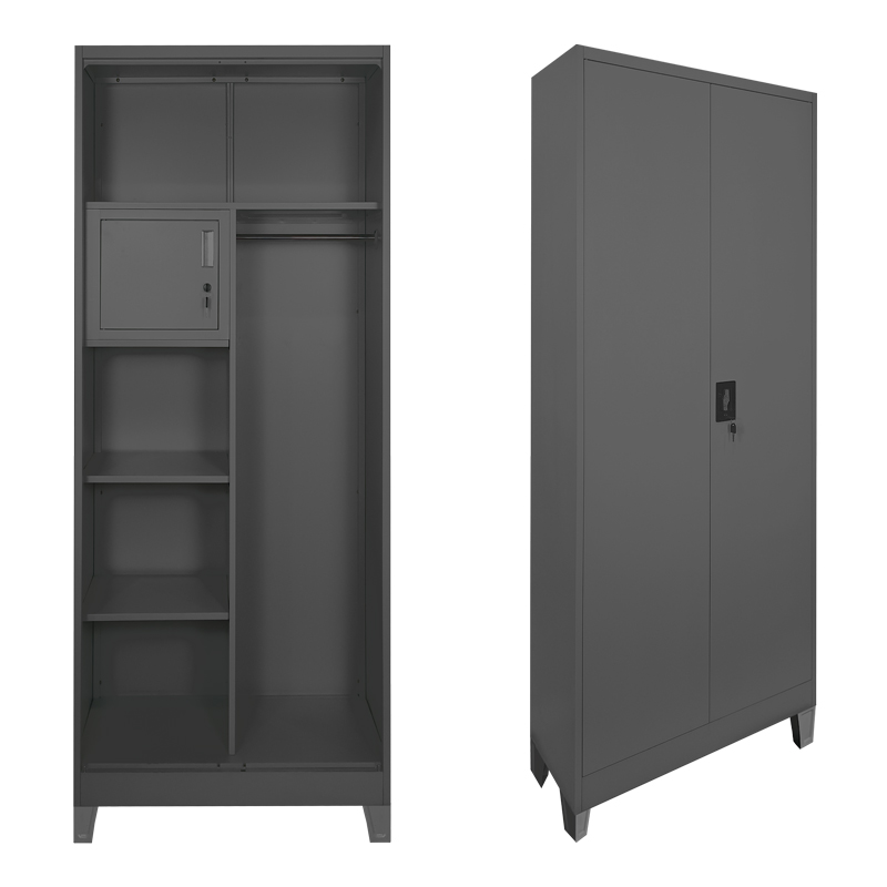 378-000025 Zogi metal wardrobe with partition in anthracite 70x40x190cm - Слика 1
