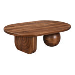 Coffee table Kane solid acacia wood in walnut color 110x72x38cm - Image 2