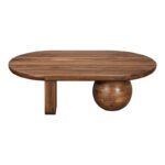 Coffee table Kane solid acacia wood in walnut color 110x72x38cm - Image 3