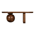 Coffee table Kane solid acacia wood in walnut color 110x72x38cm - Image 4