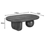 Coffee table Kane solid acacia wood in walnut color 110x72x38cm - Image 6