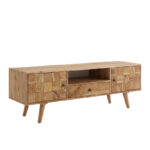 Tv stand Firpo solid acacia wood in natural color 130x35x45cm - Image 3