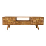 Tv stand Firpo solid acacia wood in natural color 130x35x45cm - Image 4