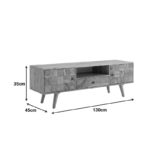 Tv stand Firpo solid acacia wood in natural color 130x35x45cm - Image 6