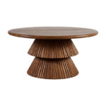 Coffee table Havai solid mango wood walnut D80x45cm - Image 2