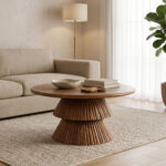 Coffee table Havai solid mango wood walnut D80x45cm