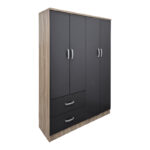Four-door wardrobe with 2 drawers Athos anthracite-sonoma 120.5x42x181cm - Image 2