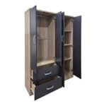 Four-door wardrobe with 2 drawers Athos anthracite-sonoma 120.5x42x181cm - Image 3