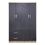 Four-door wardrobe with 2 drawers Athos anthracite-sonoma 120.5x42x181cm - Image 5