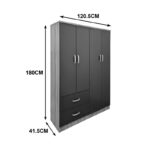Four-door wardrobe with 2 drawers Athos anthracite-sonoma 120.5x42x181cm - Image 6