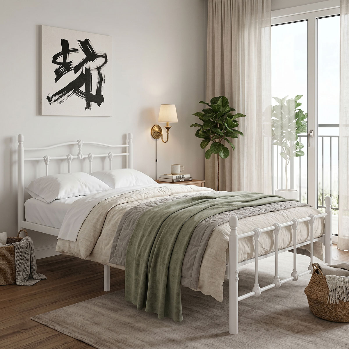 386-000009 Wotso metal bed white 90x190cm - Image 1