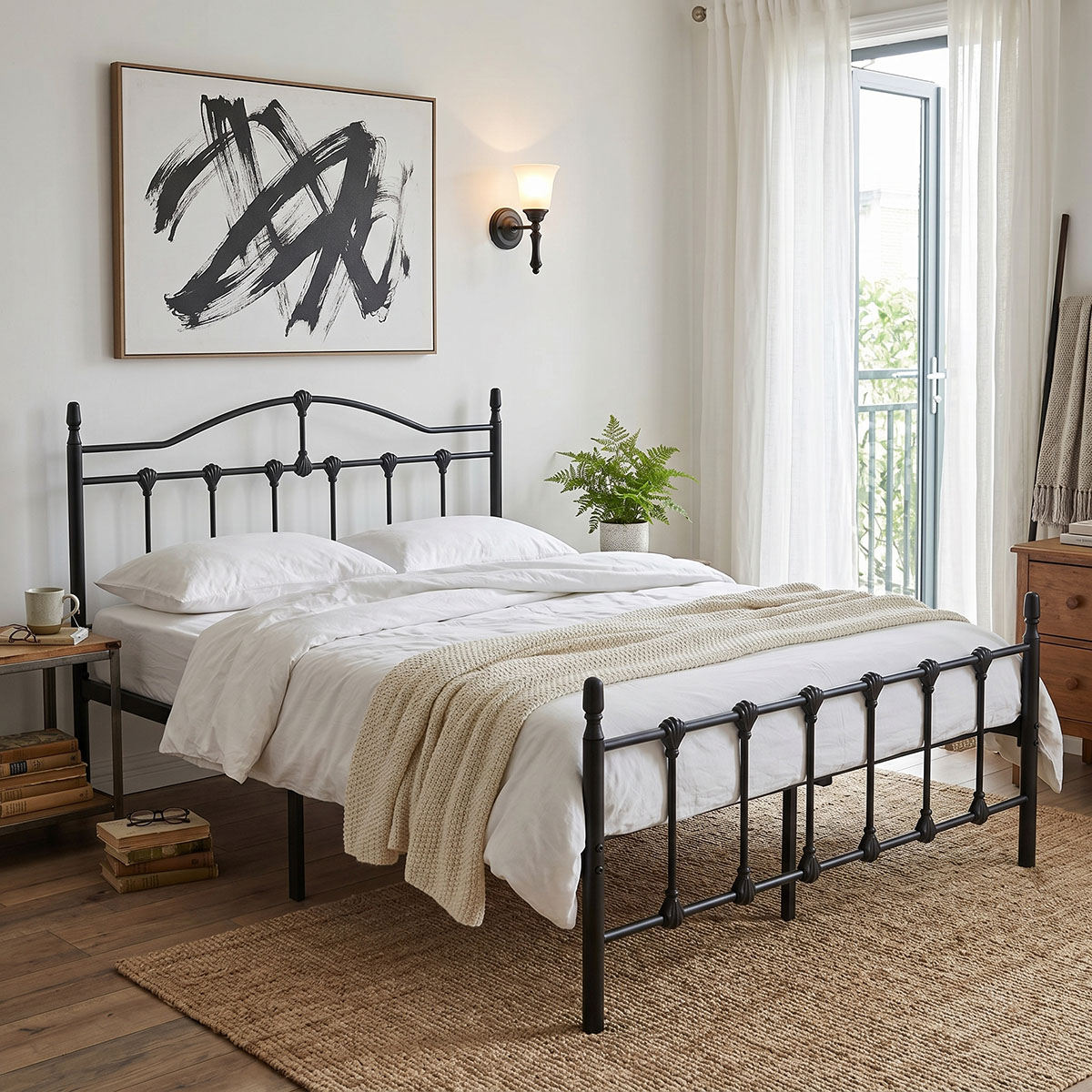 386-000010 Wotso metal bed black 140x200cm - Image 1