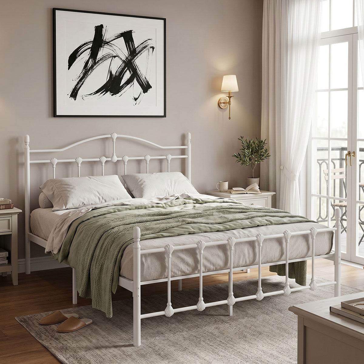386-000011 Wotso metal bed white 140x200cm - Image 1
