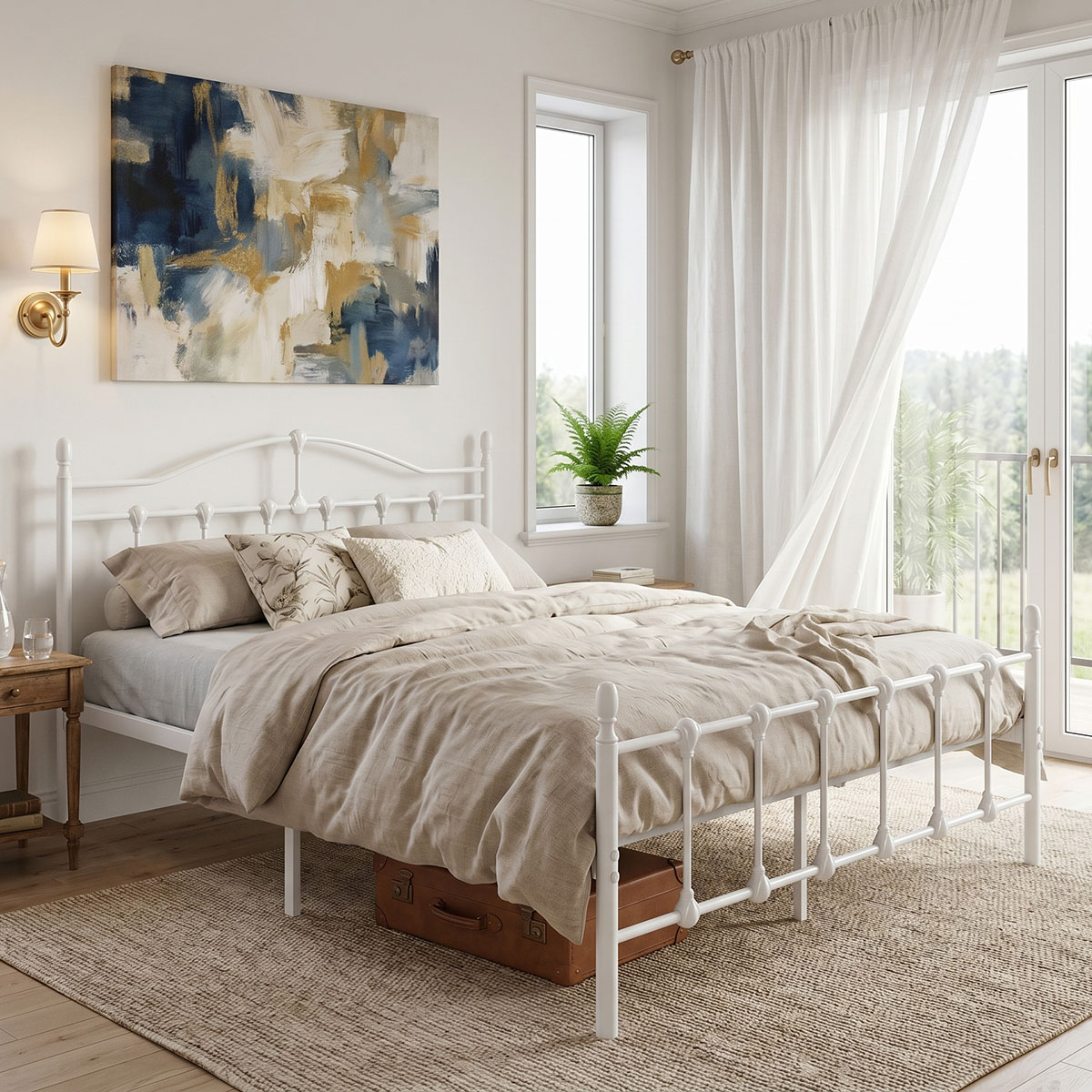386-000012 Wotso metal bed white 150x200cm - Image 1