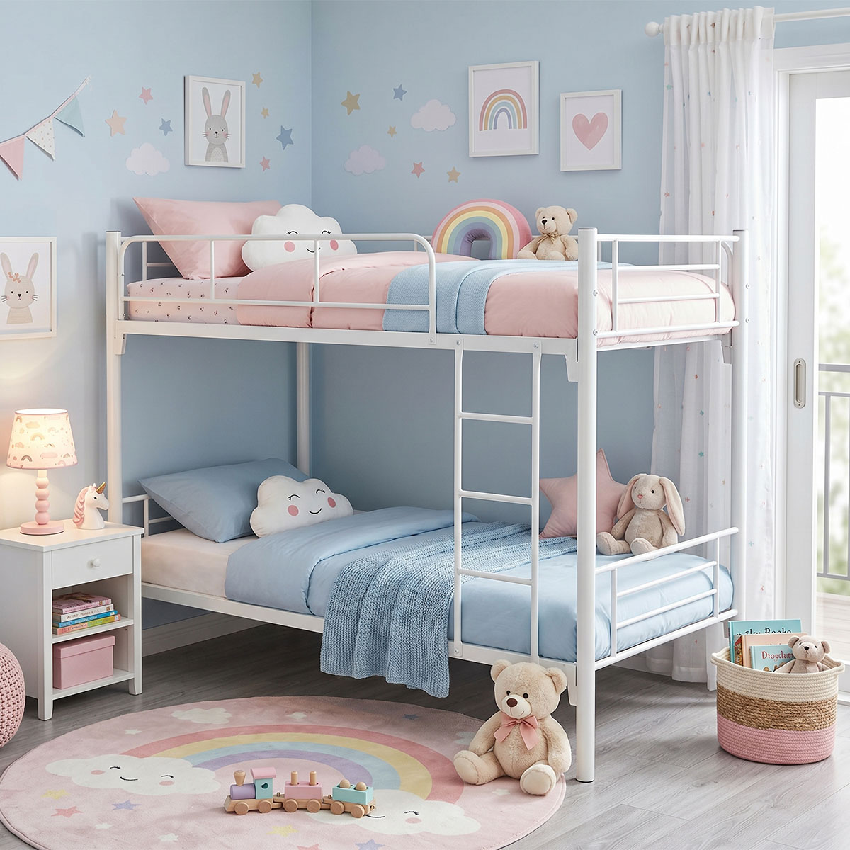 386-000013 Belit metal bunk bed white 90x190cm - Image 1