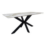 Table Bethan sintered stone-metal white marble look-black 160x80x75cm - Image 2