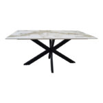 Table Bethan sintered stone-metal white marble look-black 160x80x75cm - Image 3