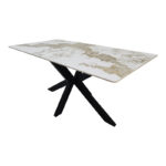 Table Bethan sintered stone-metal white marble look-black 160x80x75cm - Image 4