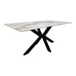 Table Bethan sintered stone-metal white marble look-black 180x90x75cm