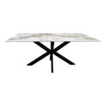 Table Bethan sintered stone-metal white marble look-black 180x90x75cm - Слика 2