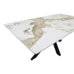 Table Bethan sintered stone-metal white marble look-black 180x90x75cm - Слика 4
