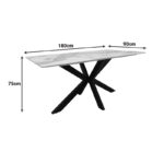 Table Bethan sintered stone-metal white marble look-black 180x90x75cm - Слика 5