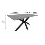 Table Bethan sonoma with grey mdf and black metal 160x80x75cm - Слика 3