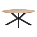 Makrey table sonoma mdf-black metal legs 160x90x75cm - Image 2