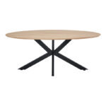 Makrey table sonoma mdf-black metal legs 180x90x75cm - Image 2