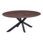 Makrey table walnut mdf-black metal legs 180x90x75cm