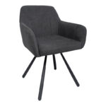 Kinuz armchair, anthracite-black fabric, metal legs, 55x60x86cm