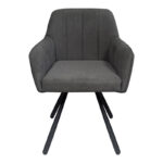 Kinuz armchair, anthracite-black fabric, metal legs, 55x60x86cm - Слика 3