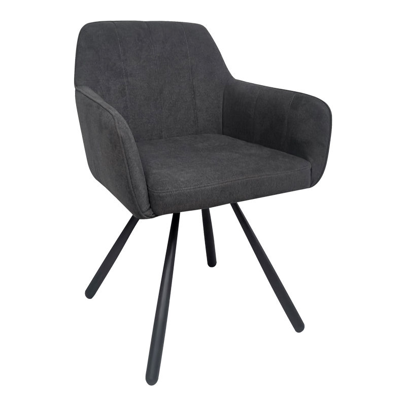 392-000028 Kinuz armchair, anthracite-black fabric, metal legs, 55x60x86cm - Слика 1